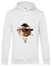 Hoodie barbat cu gluga Pug Life Alb 