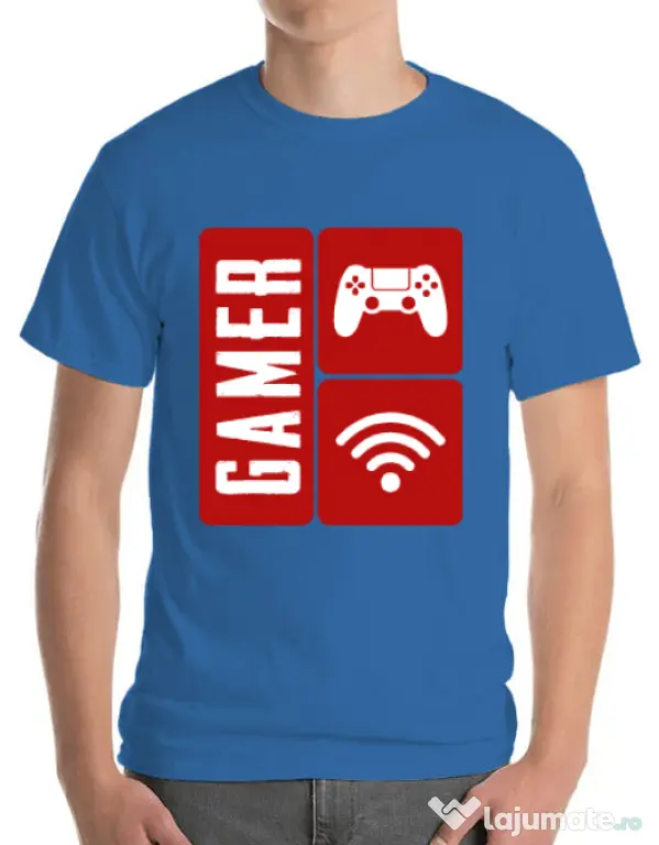 Tricou ADLER barbat Gamer Albastru azuriu