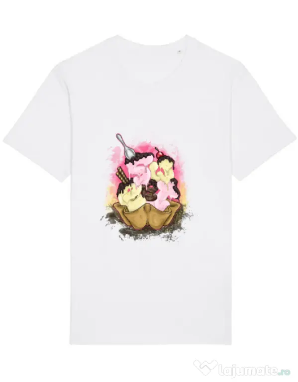Tricou STANLEY STELLA barbat sweet ice cream lettering Alb