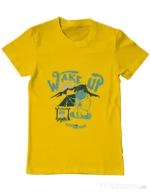 Tricou ADLER barbat Wake up and drink a coffee Galben