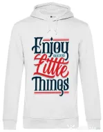 Hoodie barbat cu gluga Enjoy The Little Things Alb
