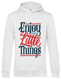 Hoodie barbat cu gluga Enjoy The Little Things Alb