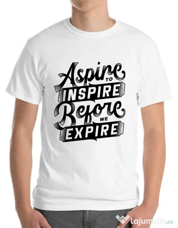 Tricou ADLER barbat Aspire To Inspire Before We Expire Alb