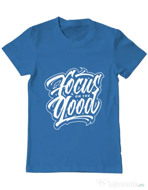 Tricou ADLER barbat Focus On The Good Albastru azuriu