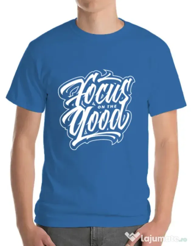 Tricou ADLER barbat Focus On The Good Albastru azuriu