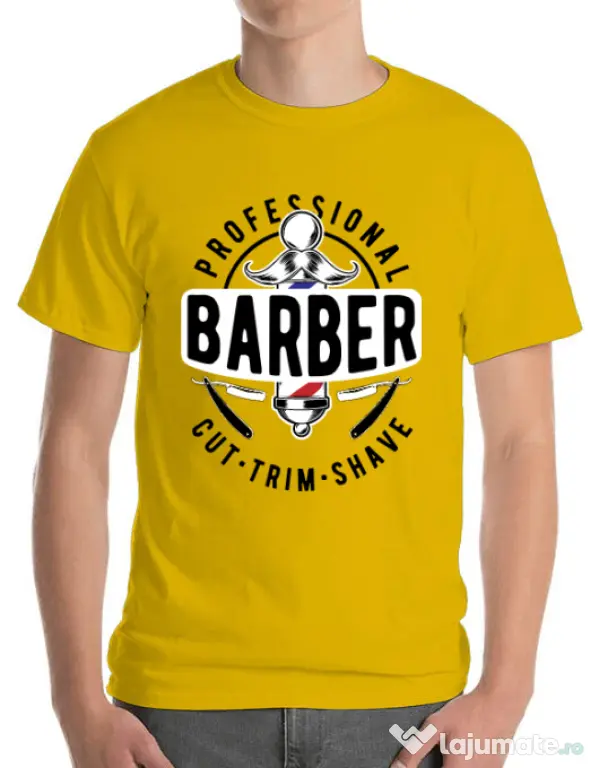 Tricou ADLER barbat Professional barber Galben