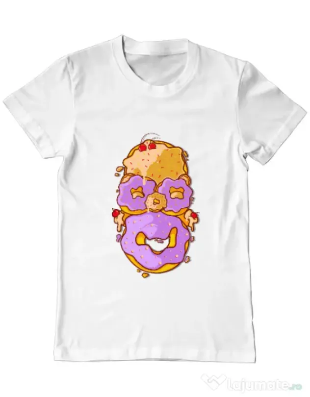 Tricou ADLER barbat Homer Donut Alb