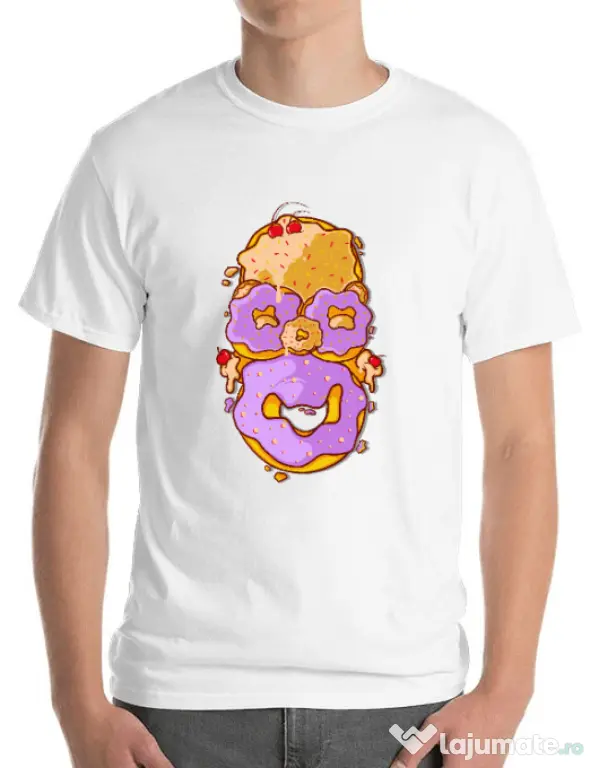 Tricou ADLER barbat Homer Donut Alb
