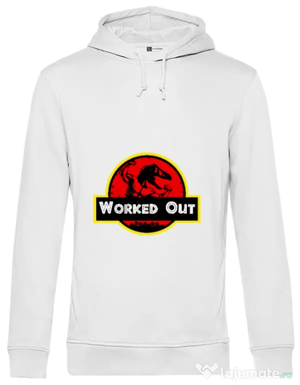 Hoodie barbat cu gluga Worked Out Alb