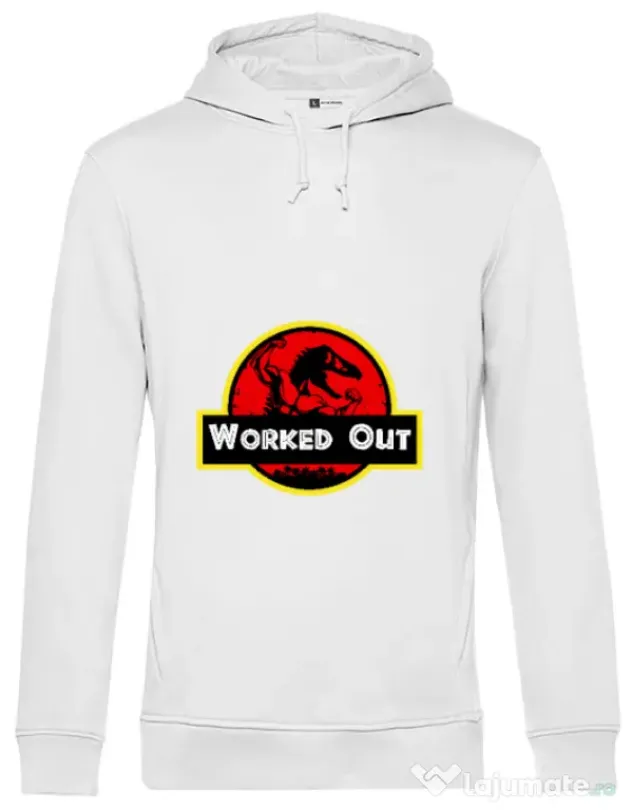 Hoodie barbat cu gluga Worked Out Alb