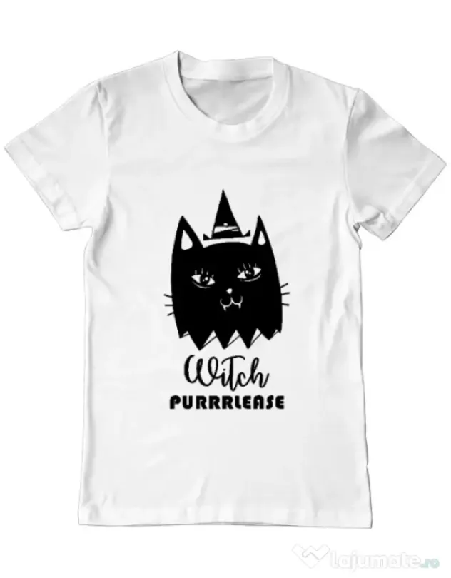 Tricou ADLER barbat Witch Purrrlease Alb