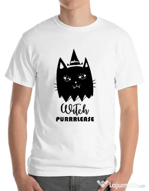 Tricou ADLER barbat Witch Purrrlease Alb