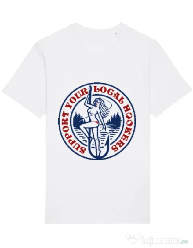 Tricou STANLEY STELLA barbat SUPPORT YOUR LOCAL HOOKERS Alb