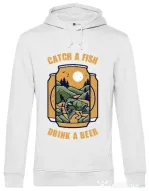 Hoodie barbat cu gluga Catch a fish Alb