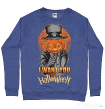 Bluza ADLER barbat I want you to halloween Albastru melanj
