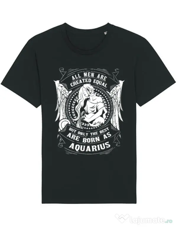 Tricou STANLEY STELLA barbat The best men are born as Aquarius Negru
