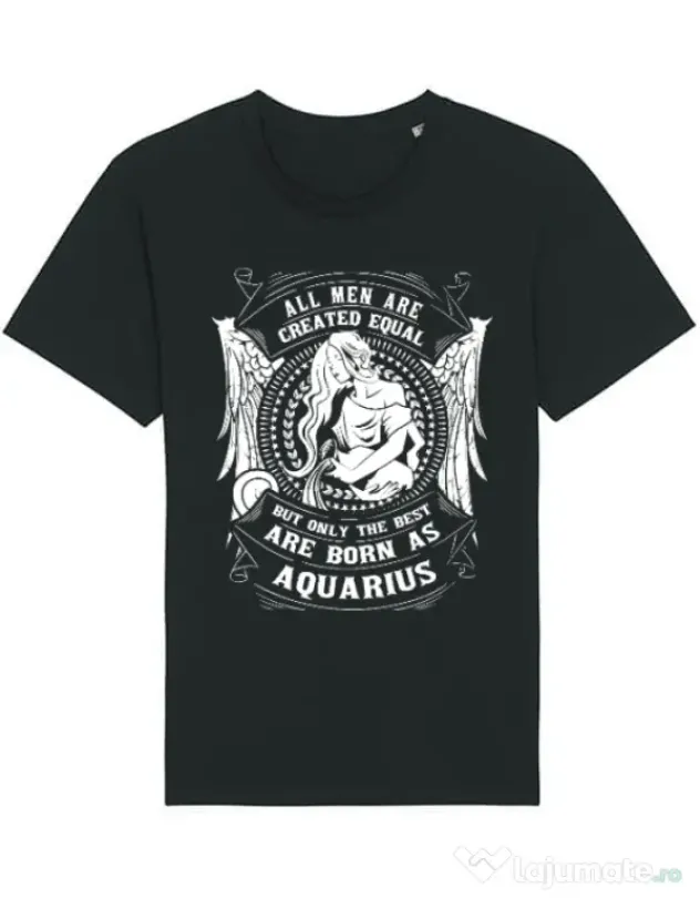 Tricou STANLEY STELLA barbat The best men are born as Aquarius Negru