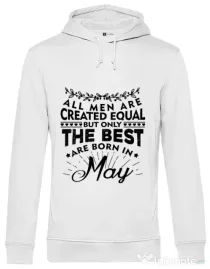 Hoodie barbat cu gluga The best men are born in May Alb