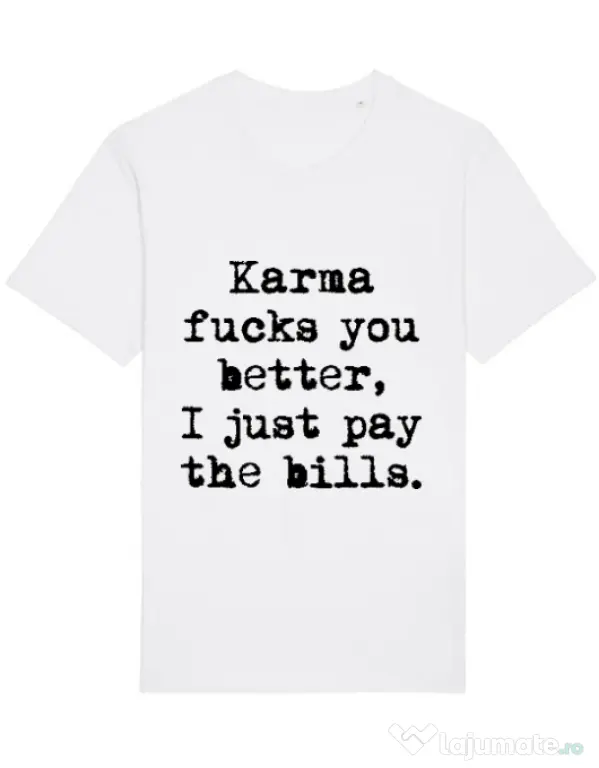 Tricou STANLEY STELLA barbat Karma fucks you better Alb
