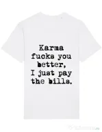 Tricou STANLEY STELLA barbat Karma fucks you better Alb