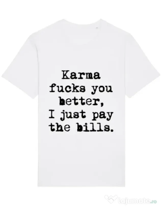 Tricou STANLEY STELLA barbat Karma fucks you better Alb