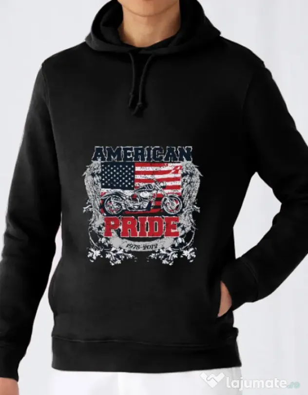 Hoodie barbat cu gluga American pride Negru