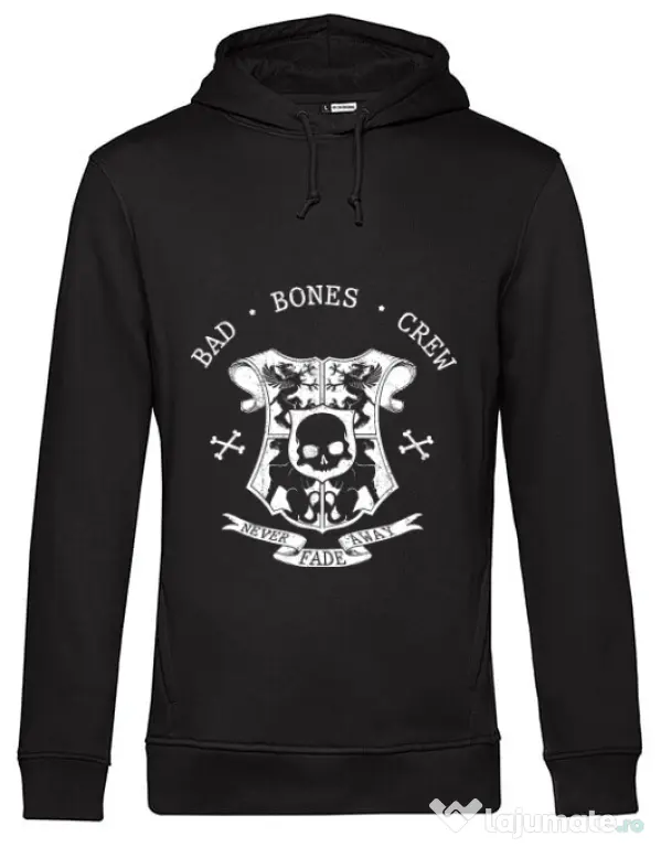 Hoodie barbat cu gluga Bad bones crew crest Negru