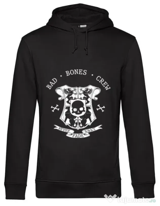 Hoodie barbat cu gluga Bad bones crew crest Negru