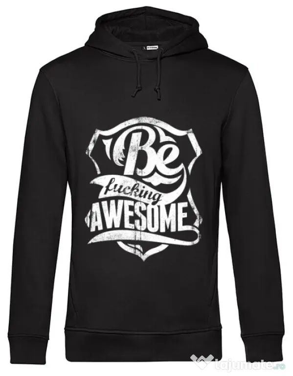 Hoodie barbat cu gluga Be awesome Negru