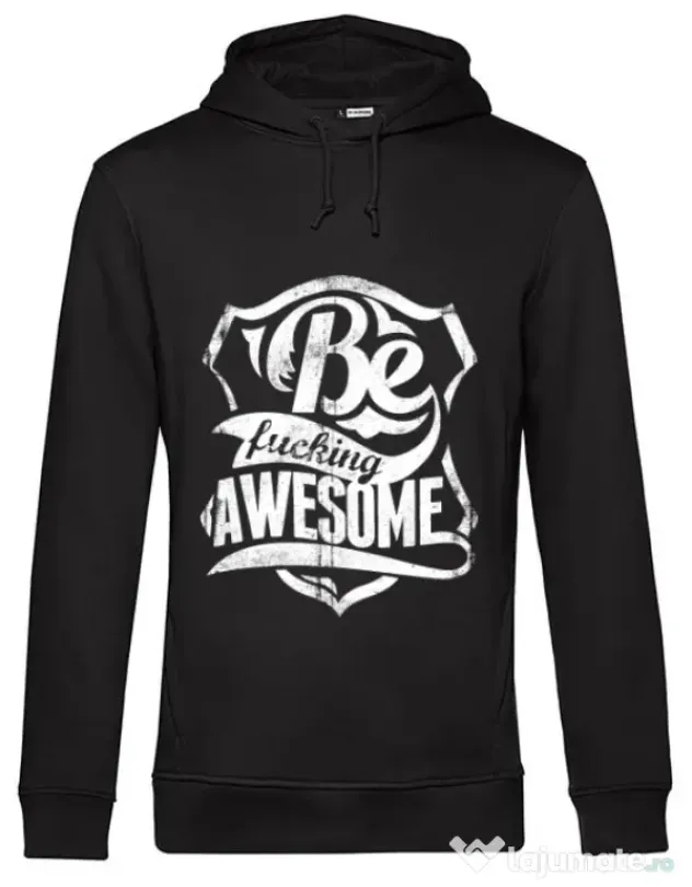 Hoodie barbat cu gluga Be awesome Negru