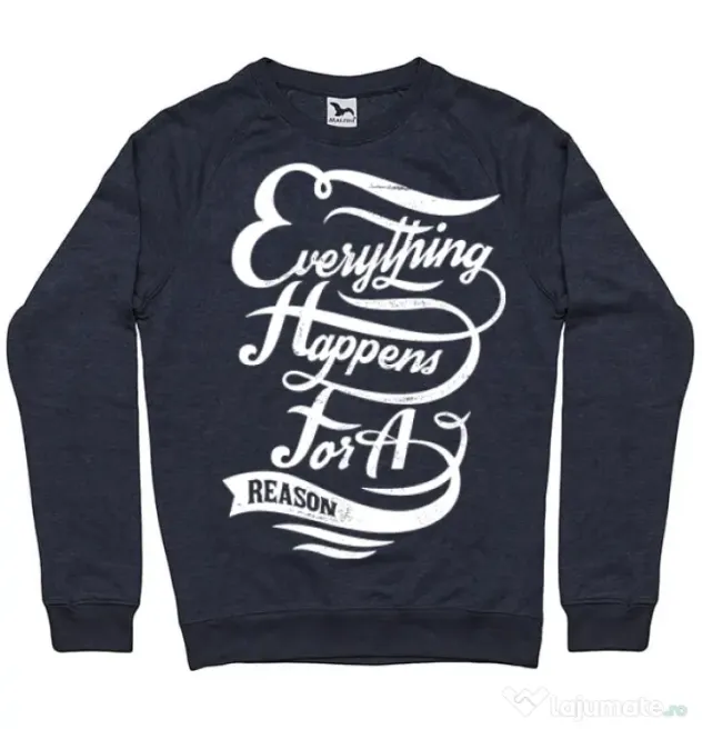Bluza ADLER barbat Everything happens for a reason Denim inchis
