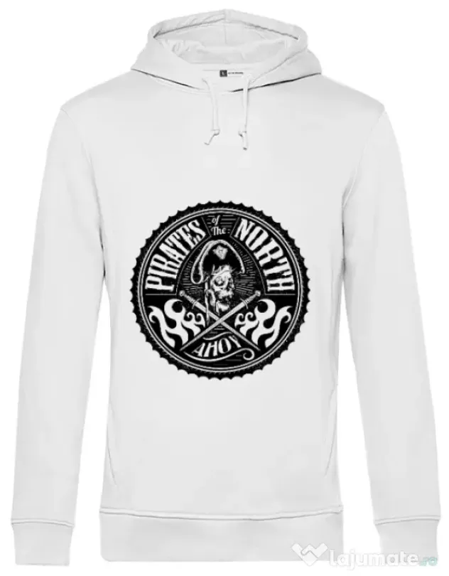 Hoodie barbat cu gluga Pirates of the north Alb