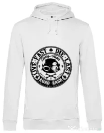 Hoodie barbat cu gluga Road rash Alb