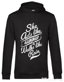Hoodie barbat cu gluga She acts like summer Negru