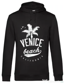 Hoodie barbat cu gluga Venice beach California Negru