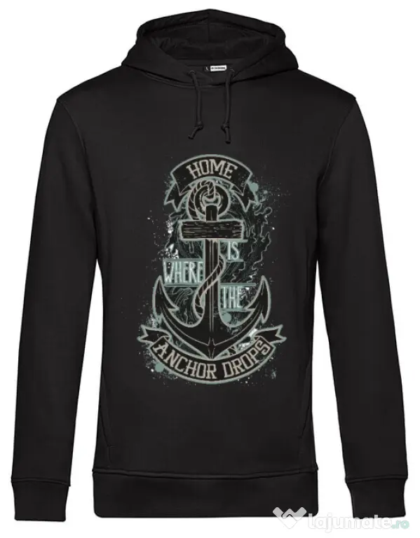 Hoodie barbat cu gluga The anchor drops Negru