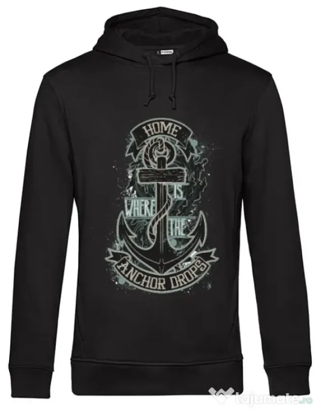 Hoodie barbat cu gluga The anchor drops Negru