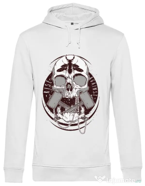 Hoodie barbat cu gluga Rise against Alb
