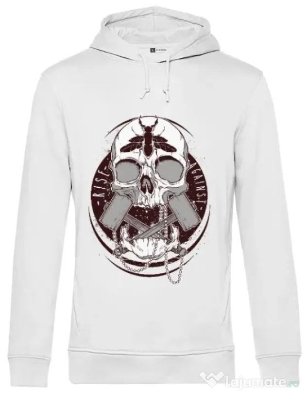 Hoodie barbat cu gluga Rise against Alb