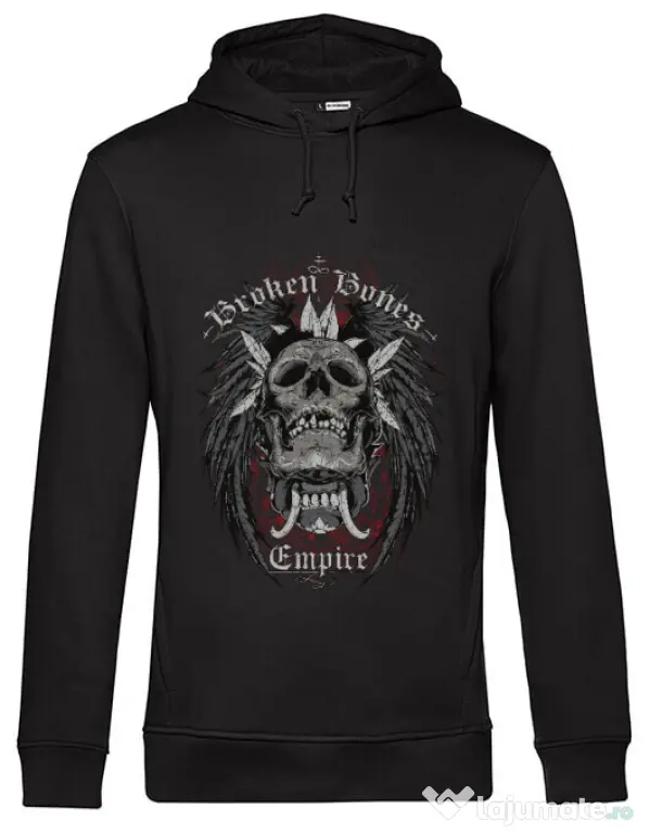 Hoodie barbat cu gluga Broken Bones Empire Negru