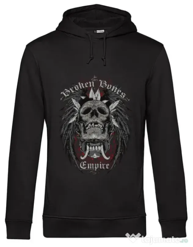 Hoodie barbat cu gluga Broken Bones Empire Negru