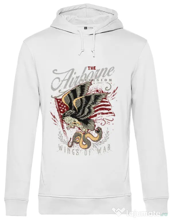 Hoodie barbat cu gluga Wings of war Alb
