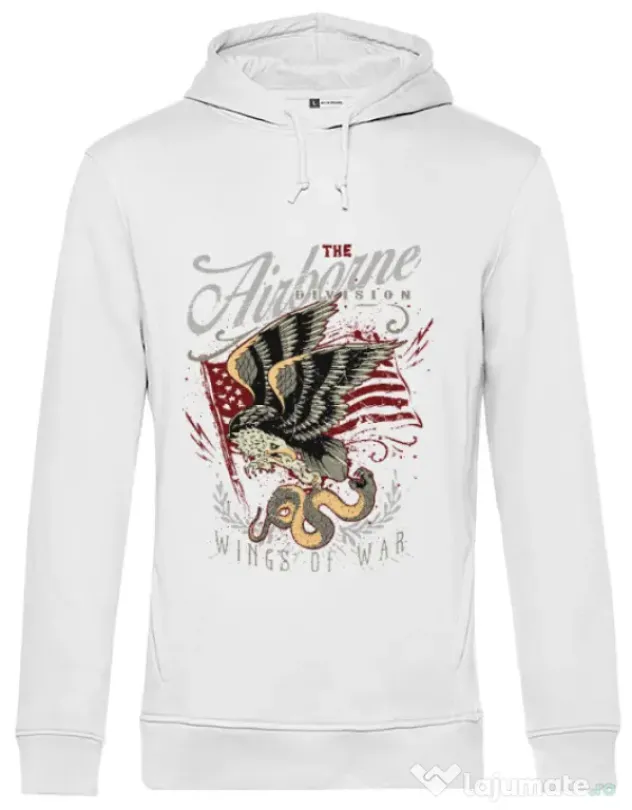 Hoodie barbat cu gluga Wings of war Alb