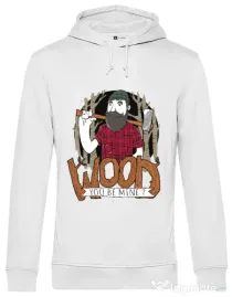Hoodie barbat cu gluga Wood you be mine Alb