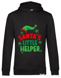 Hoodie barbat cu gluga Santas little helper Negru