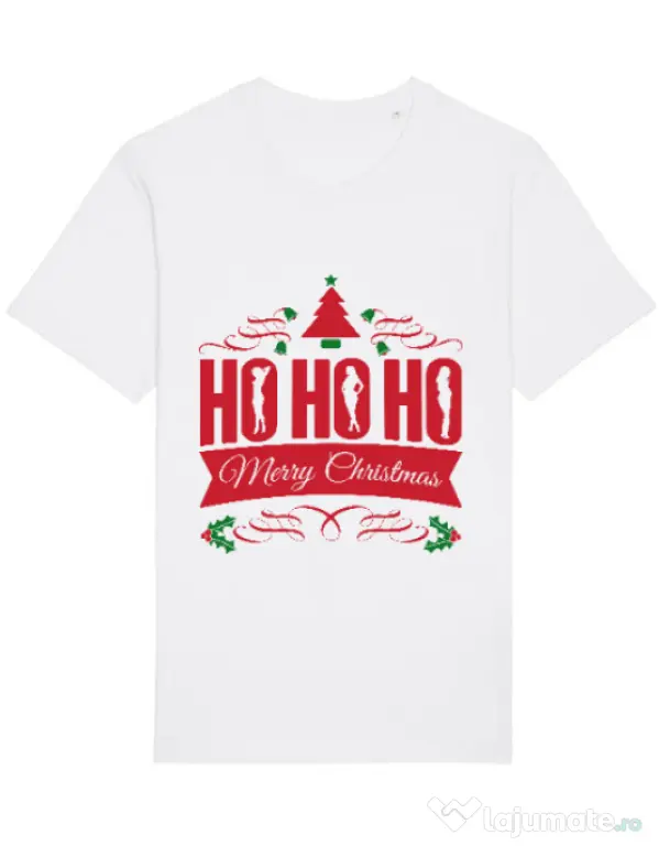 Tricou STANLEY STELLA barbat Ho ho ho Merry Christmas Alb