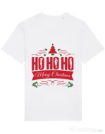 Tricou STANLEY STELLA barbat Ho ho ho Merry Christmas Alb