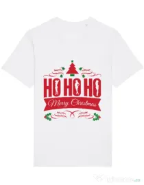 Tricou STANLEY STELLA barbat Ho ho ho Merry Christmas Alb