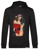Hoodie barbat cu gluga Sexy Santa Girl Negru