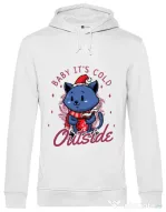 Hoodie barbat cu gluga Its cold outside Alb